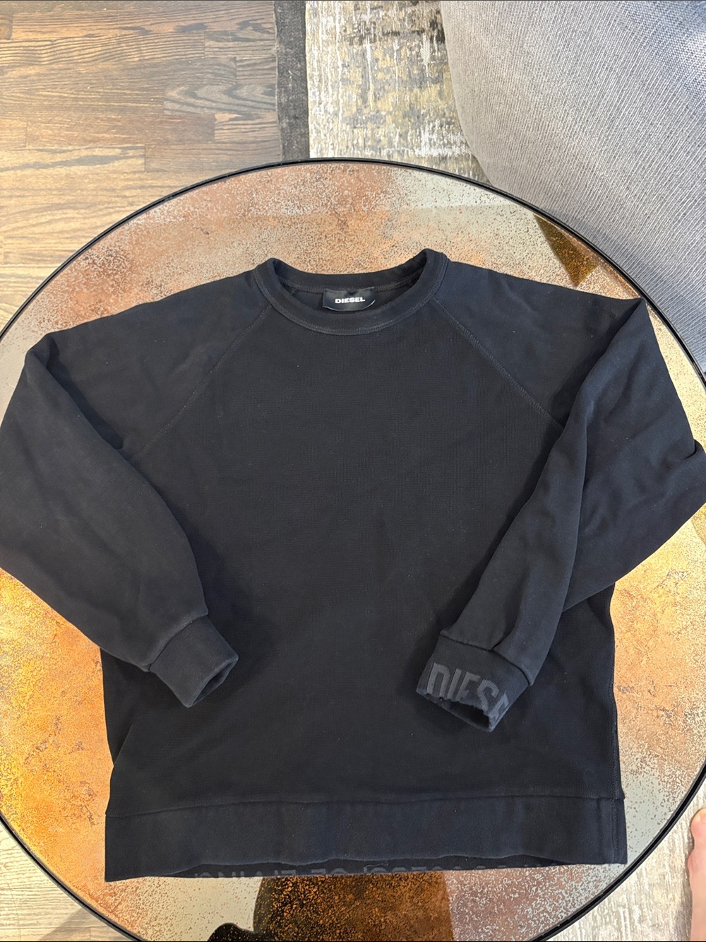 Diesel Black Crewneck Sweatshirt with Subtle Sleeve Logo
